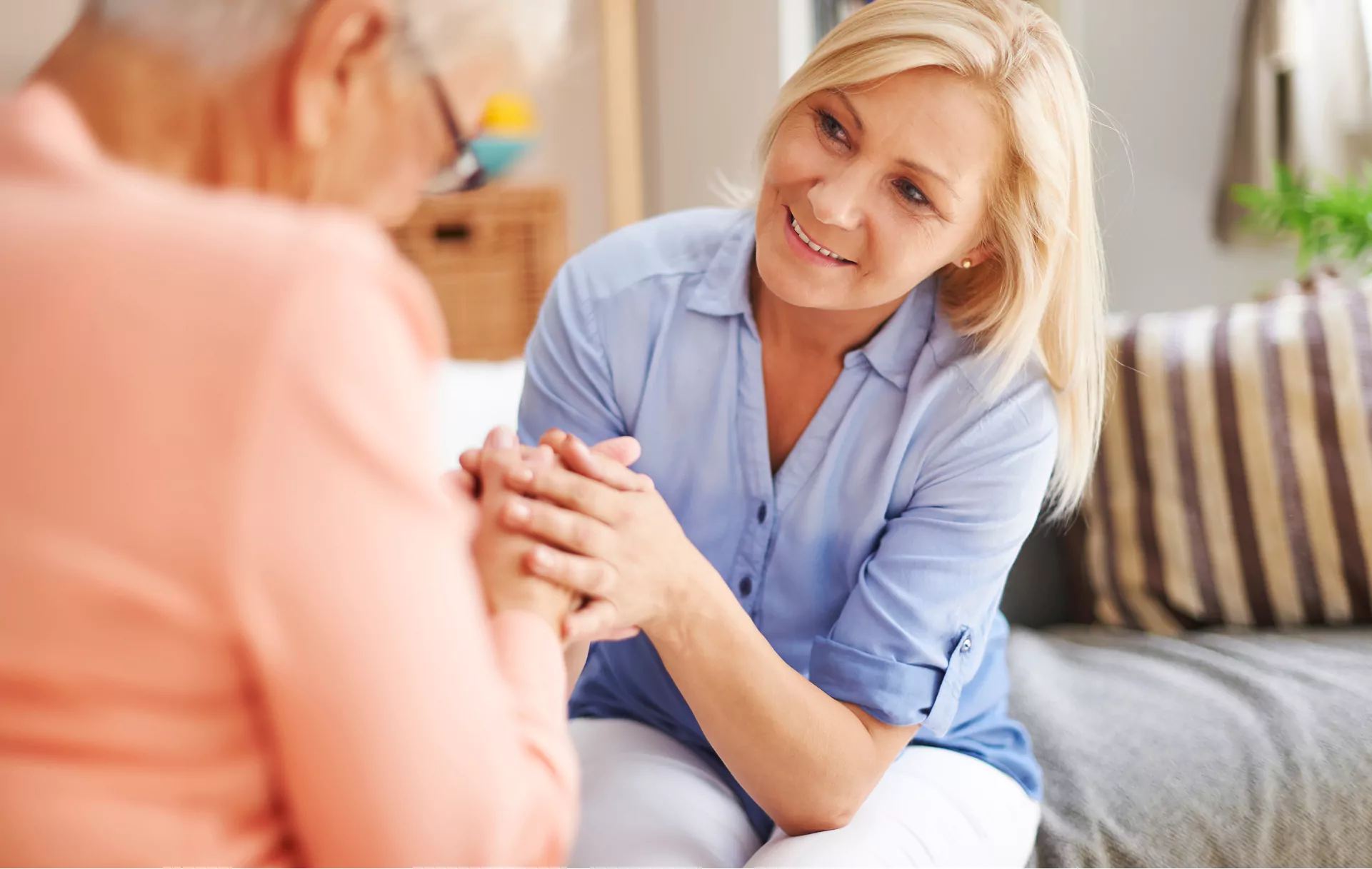 Caregiver assisting a senior client